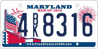 MD license plate 4BK8316