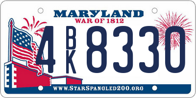 MD license plate 4BK8330