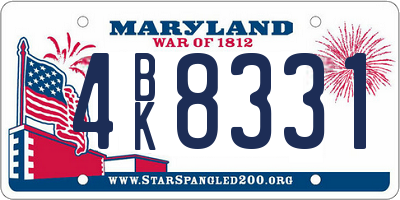 MD license plate 4BK8331