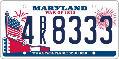 MD license plate 4BK8333