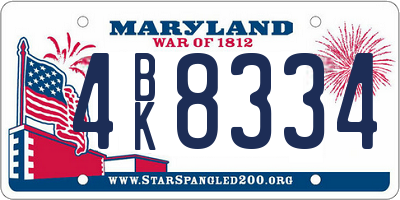 MD license plate 4BK8334