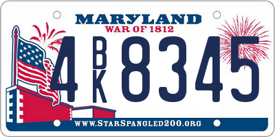 MD license plate 4BK8345