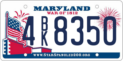 MD license plate 4BK8350