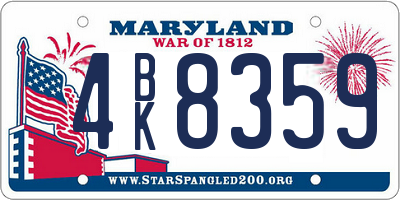 MD license plate 4BK8359
