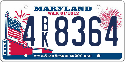 MD license plate 4BK8364