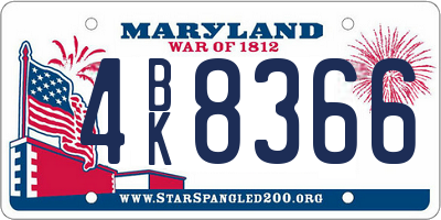 MD license plate 4BK8366