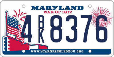 MD license plate 4BK8376
