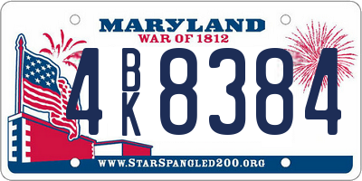 MD license plate 4BK8384