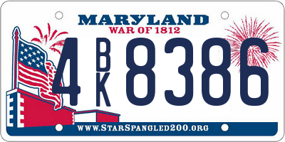MD license plate 4BK8386