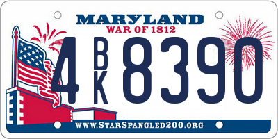 MD license plate 4BK8390