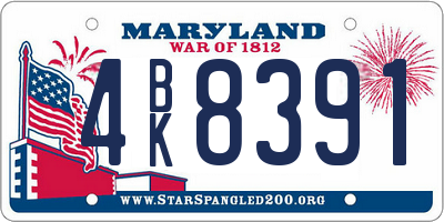 MD license plate 4BK8391