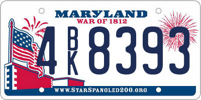 MD license plate 4BK8393