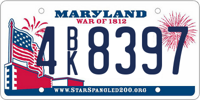 MD license plate 4BK8397