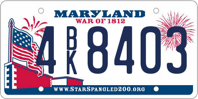 MD license plate 4BK8403