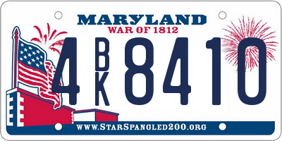 MD license plate 4BK8410