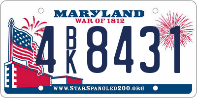 MD license plate 4BK8431