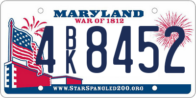 MD license plate 4BK8452