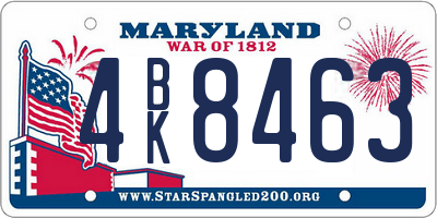 MD license plate 4BK8463