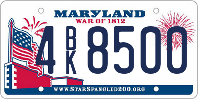 MD license plate 4BK8500
