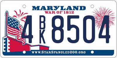 MD license plate 4BK8504