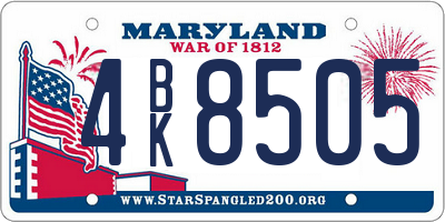 MD license plate 4BK8505