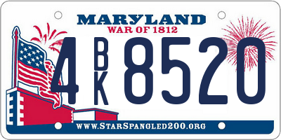 MD license plate 4BK8520