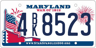 MD license plate 4BK8523