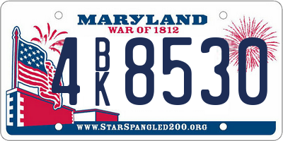 MD license plate 4BK8530