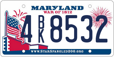 MD license plate 4BK8532