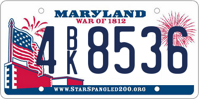 MD license plate 4BK8536