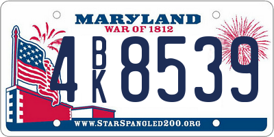 MD license plate 4BK8539
