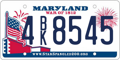MD license plate 4BK8545