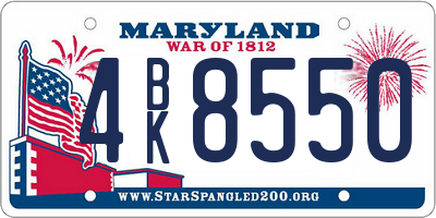 MD license plate 4BK8550