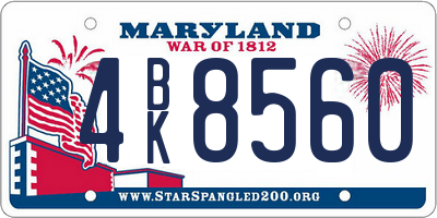 MD license plate 4BK8560