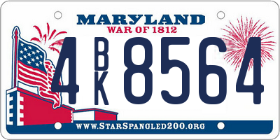 MD license plate 4BK8564