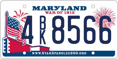 MD license plate 4BK8566