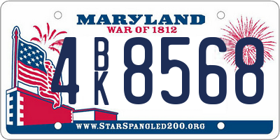 MD license plate 4BK8568