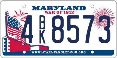 MD license plate 4BK8573