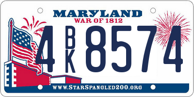 MD license plate 4BK8574