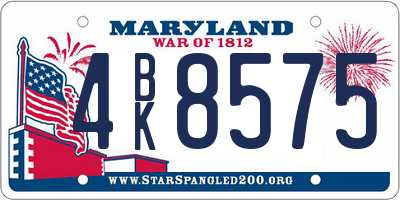 MD license plate 4BK8575