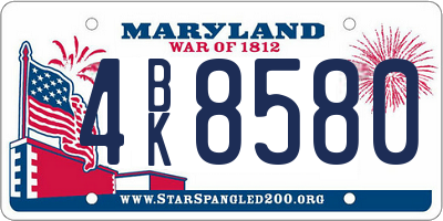 MD license plate 4BK8580