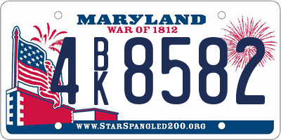 MD license plate 4BK8582