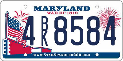MD license plate 4BK8584