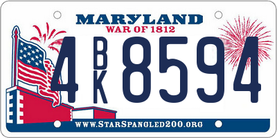 MD license plate 4BK8594