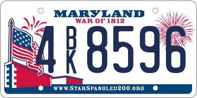 MD license plate 4BK8596