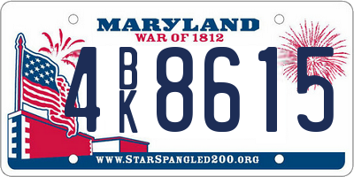 MD license plate 4BK8615