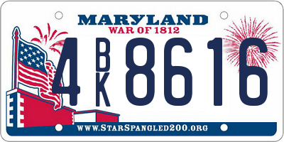 MD license plate 4BK8616