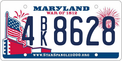 MD license plate 4BK8628