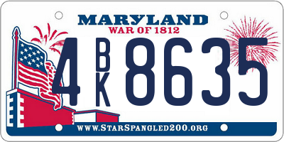 MD license plate 4BK8635