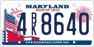 MD license plate 4BK8640